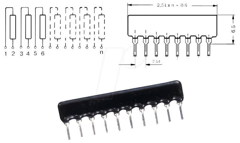 SIL 8-4 47 - Widerstandsnetzwerk, 4 x 47 Ohm, 2%, SIL-8 von Royalohm