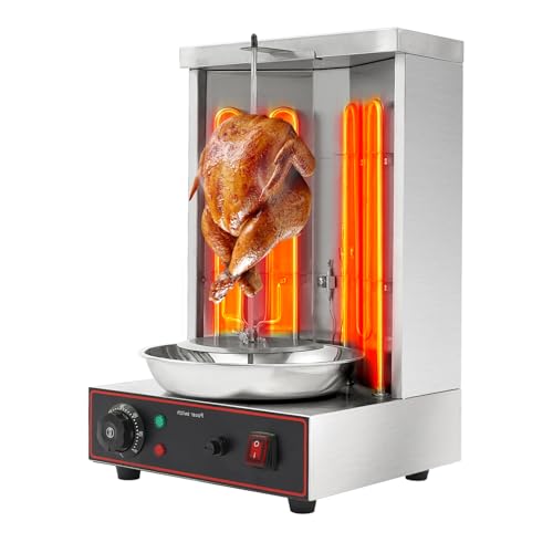 Elektrische Shawarma Grillmaschine, 3000W Rotisserie mit 2 Edelstahl Heizröhren, 6 U/min Drehspieß für gleichmäßiges Grillen, ideal für Zuhause und Restaurant, 220V, max 10 kg Tragfähigkeit Elektrische Shawarma Grillmaschine, 3000W Rotisserie mit 2 Edelstahl Heizröhren, 6 U/min Drehspieß für gleichmäßiges Grillen, ideal für Zuhause und Restaurant, 220V, max 10 kg Tragfähigkeit von Royyalpa