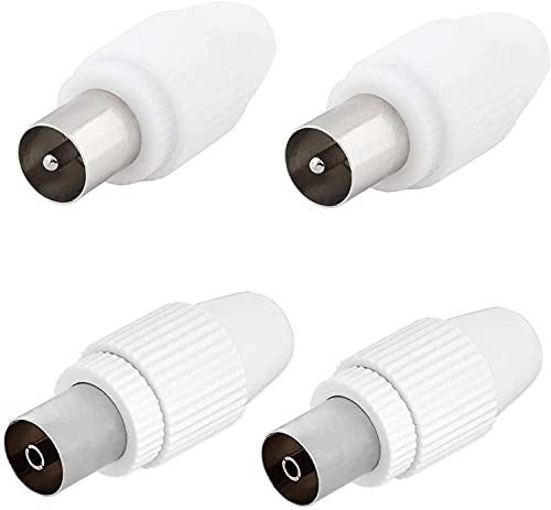 Rpanle TV Antennen Koax Stecker Kupplung, Sat Koaxialkabel Adapter Antennenstecker Antennenkabel Verbinder 2X Stecker 2X Buchse Set für Koaxial Antennenkabel Sat Kabel, 4 teilig von Rpanle