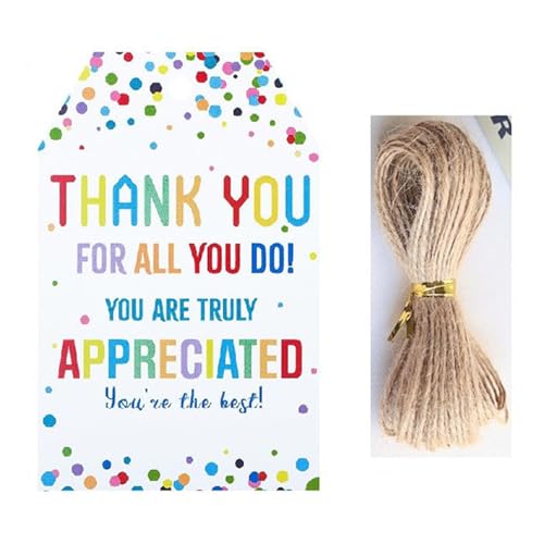 Geschenkanhänger mit Schnur, Dankeschön, Aufschrift "Thanks for All You Do", für Gastgeschenke, Dankeschön, Papier, bunt, zum Aufhängen, Farbe 2, 100 Stück Geschenkanhänger mit Schnur, Dankeschön, Aufschrift "Thanks for All You Do", für Gastgeschenke, Dankeschön, Papier, bunt, zum Aufhängen, Farbe 2, 100 Stück von Rqker