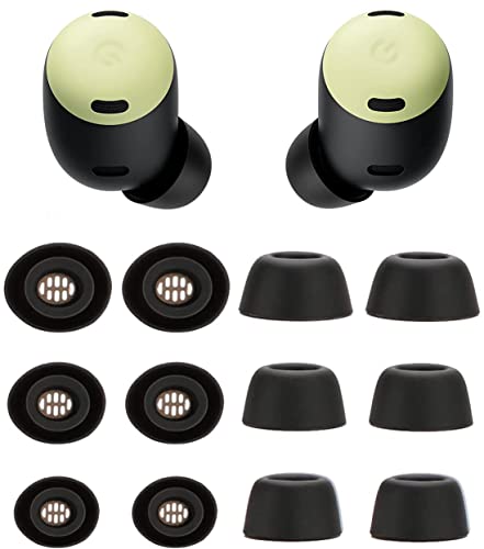 Rqker Eartips Kompatibel mit Pixel Buds Pro Ohrhörern, 6 Paar S/M/L Größen Weiche Silikon Ersatz Ohrstöpsel Ohrstöpsel Ohrstöpsel Kompatibel mit Pixel Buds Pro, Schwarz von Rqker