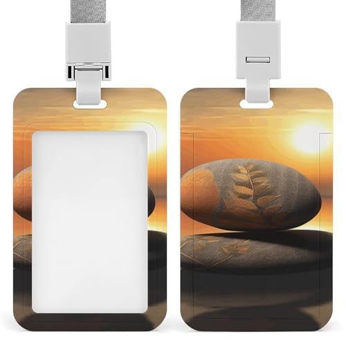 Ausweishalter, Motiv: Sonnenaufgang, Landschaft, Zen, Stein, professionell, vertikal, mit Umhängeband, wasserdicht, Ausweishülle für Büro, transparenter Ausweishalter für Krankenschwester, Arzt Ausweishalter, Motiv: Sonnenaufgang, Landschaft, Zen, Stein, professionell, vertikal, mit Umhängeband, wasserdicht, Ausweishülle für Büro, transparenter Ausweishalter für Krankenschwester, Arzt von Rrtsmsgh