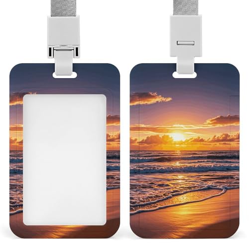 Ausweishalter, Motiv: Strand, Sonnenuntergang, Wellen, professionell, vertikal, mit Umhängeband, wasserdicht, Ausweishülle für Büro, transparenter Ausweishalter für Krankenschwestern, Ärzte, Lehrer Ausweishalter, Motiv: Strand, Sonnenuntergang, Wellen, professionell, vertikal, mit Umhängeband, wasserdicht, Ausweishülle für Büro, transparenter Ausweishalter für Krankenschwestern, Ärzte, Lehrer von Rrtsmsgh