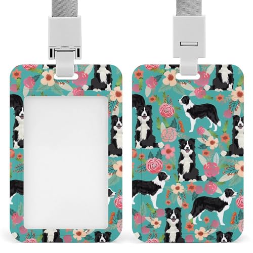 Border Collie Ausweishalter mit Blumenmuster, professionell, vertikal, mit Umhängeband, wasserdicht, Ausweishülle für Büro, transparenter Ausweishalter für Krankenschwestern, Ärzte, Lehrer Border Collie Ausweishalter mit Blumenmuster, professionell, vertikal, mit Umhängeband, wasserdicht, Ausweishülle für Büro, transparenter Ausweishalter für Krankenschwestern, Ärzte, Lehrer von Rrtsmsgh