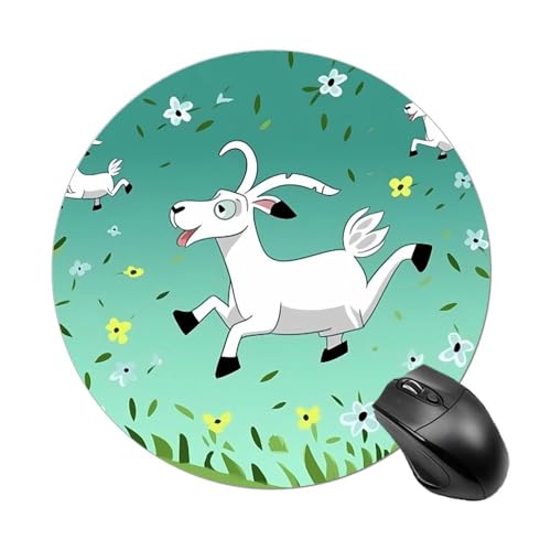 Goat Frolic Mauspad, kleines Mauspad mit rutschfester Gummiunterseite, bequemes Laptop-Mauspad, rund, wasserdicht, Mauspad für Büro, Zuhause, Computer, 20 x 20 cm Goat Frolic Mauspad, kleines Mauspad mit rutschfester Gummiunterseite, bequemes Laptop-Mauspad, rund, wasserdicht, Mauspad für Büro, Zuhause, Computer, 20 x 20 cm von Rrtsmsgh
