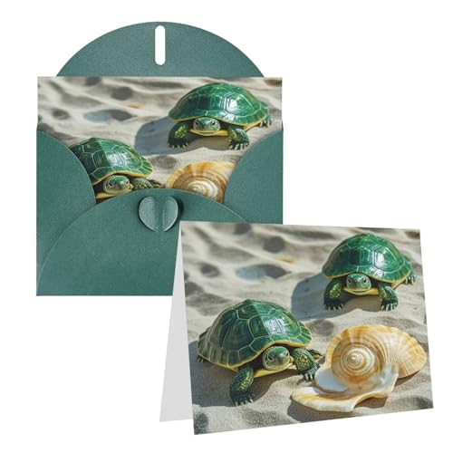 Grußkarten, zwei Schildkröten und Muscheln, blanko, mit Umschlägen für alle Anlässe, Freundschaftskarten, Jubiläumskarten von Rrtsmsgh