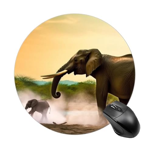 Mauspad mit Afrika-Elefantenmotiv, klein, mit rutschfester Gummiunterseite, bequemes Laptop-Mauspad, rund, wasserdicht, Mauspad für Büro, Zuhause, Computer, 20 x 20 cm Mauspad mit Afrika-Elefantenmotiv, klein, mit rutschfester Gummiunterseite, bequemes Laptop-Mauspad, rund, wasserdicht, Mauspad für Büro, Zuhause, Computer, 20 x 20 cm von Rrtsmsgh