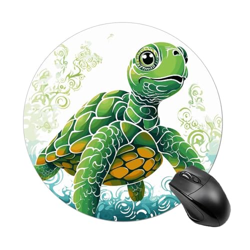 Mauspad mit Cartoon-Schildkrötenmuster, kleines Mauspad mit rutschfester Gummiunterseite, bequemes Laptop-Mauspad, rund, wasserdicht, Mauspad für Büro, Zuhause, Computer, 20 x 20 cm Mauspad mit Cartoon-Schildkrötenmuster, kleines Mauspad mit rutschfester Gummiunterseite, bequemes Laptop-Mauspad, rund, wasserdicht, Mauspad für Büro, Zuhause, Computer, 20 x 20 cm von Rrtsmsgh