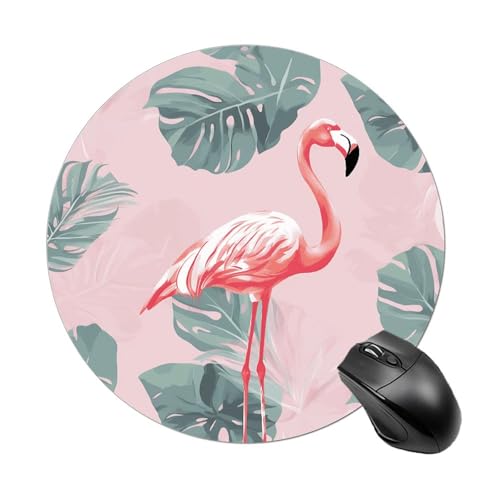 Mauspad mit Flamingo-Palmenblättern, klein, mit rutschfester Gummiunterseite, bequemes Laptop-Mauspad, rund, wasserdicht, für Büro, Zuhause, Computer, 20 x 20 cm Mauspad mit Flamingo-Palmenblättern, klein, mit rutschfester Gummiunterseite, bequemes Laptop-Mauspad, rund, wasserdicht, für Büro, Zuhause, Computer, 20 x 20 cm von Rrtsmsgh