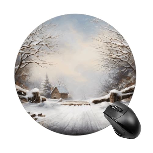 Mauspad mit Schneeszene, kleines Mauspad mit rutschfester Gummiunterseite, bequemes Laptop-Mauspad, rund, wasserdicht, Mauspad für Büro, Zuhause, Computer, 20 x 20 cm Mauspad mit Schneeszene, kleines Mauspad mit rutschfester Gummiunterseite, bequemes Laptop-Mauspad, rund, wasserdicht, Mauspad für Büro, Zuhause, Computer, 20 x 20 cm von Rrtsmsgh
