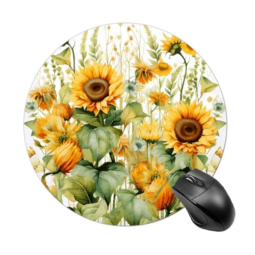 Mauspad mit Sonnenblume und Mais, kleines Mauspad mit rutschfester Gummiunterseite, bequemes Laptop-Mauspad, rund, wasserdicht, Mauspad für Büro, Zuhause, Computer, 20 x 20 cm Mauspad mit Sonnenblume und Mais, kleines Mauspad mit rutschfester Gummiunterseite, bequemes Laptop-Mauspad, rund, wasserdicht, Mauspad für Büro, Zuhause, Computer, 20 x 20 cm von Rrtsmsgh