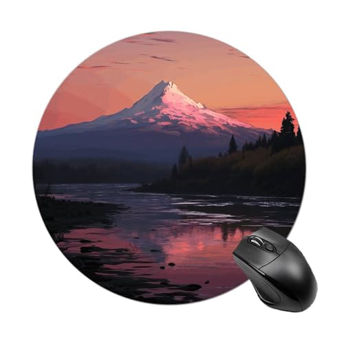 Mauspad mit Sonnenuntergang, Landschaft, Berge, See, kleines Mauspad mit rutschfester Gummiunterseite, bequemes Laptop-Mauspad, rund, wasserdicht, Mauspad für Büro, Zuhause, Computer, 20 x 20 cm Mauspad mit Sonnenuntergang, Landschaft, Berge, See, kleines Mauspad mit rutschfester Gummiunterseite, bequemes Laptop-Mauspad, rund, wasserdicht, Mauspad für Büro, Zuhause, Computer, 20 x 20 cm von Rrtsmsgh