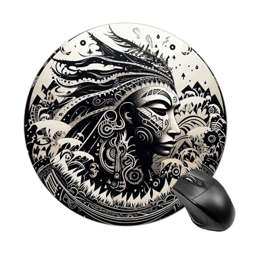 Mauspad mit Tribal-Illustration, kleines Mauspad mit rutschfester Gummiunterseite, bequemes Laptop-Mauspad, rund, wasserdicht, für Büro, Zuhause, Computer, 20 x 20 cm, Weiß und Schwarz Mauspad mit Tribal-Illustration, kleines Mauspad mit rutschfester Gummiunterseite, bequemes Laptop-Mauspad, rund, wasserdicht, für Büro, Zuhause, Computer, 20 x 20 cm, Weiß und Schwarz von Rrtsmsgh