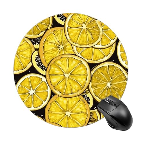 Mauspad mit Zitronenmuster, kleines Mauspad mit rutschfester Gummiunterseite, bequemes Laptop-Mauspad, rund, wasserdicht, Mauspad für Büro, Zuhause, Computer, 20 x 20 cm Mauspad mit Zitronenmuster, kleines Mauspad mit rutschfester Gummiunterseite, bequemes Laptop-Mauspad, rund, wasserdicht, Mauspad für Büro, Zuhause, Computer, 20 x 20 cm von Rrtsmsgh