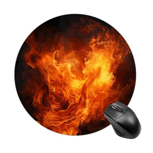 Mauspad mit brüllender Flamme, kleines Mauspad mit rutschfester Gummiunterseite, bequemes Laptop-Mauspad, rund, wasserdicht, Mauspad für Büro, Zuhause, Computer, 20 x 20 cm Mauspad mit brüllender Flamme, kleines Mauspad mit rutschfester Gummiunterseite, bequemes Laptop-Mauspad, rund, wasserdicht, Mauspad für Büro, Zuhause, Computer, 20 x 20 cm von Rrtsmsgh