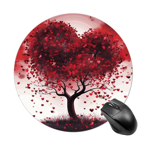 Mauspad mit rotem Herzbaum, kleines Mauspad mit rutschfester Gummiunterseite, bequemes Laptop-Mauspad, rund, wasserdicht, Mauspad für Büro, Zuhause, Computer, 20 x 20 cm Mauspad mit rotem Herzbaum, kleines Mauspad mit rutschfester Gummiunterseite, bequemes Laptop-Mauspad, rund, wasserdicht, Mauspad für Büro, Zuhause, Computer, 20 x 20 cm von Rrtsmsgh