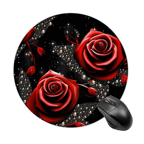 Mauspad mit roten Rosen und Sternen, kleines Mauspad mit rutschfester Gummiunterseite, bequemes Laptop-Mauspad, rund, wasserdicht, Mauspad für Büro, Zuhause, Computer, 20 x 20 cm Mauspad mit roten Rosen und Sternen, kleines Mauspad mit rutschfester Gummiunterseite, bequemes Laptop-Mauspad, rund, wasserdicht, Mauspad für Büro, Zuhause, Computer, 20 x 20 cm von Rrtsmsgh