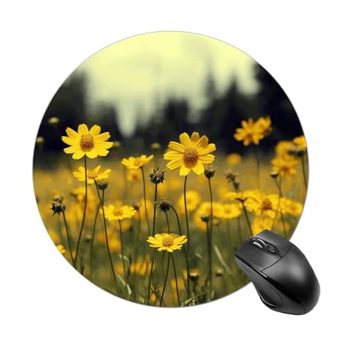 Mauspad mit sommerlichen gelben Blumen, kleines Mauspad mit rutschfester Gummiunterseite, bequemes Laptop-Mauspad, rund, wasserdicht, Mauspad für Büro, Zuhause, Computer, 20 x 20 cm Mauspad mit sommerlichen gelben Blumen, kleines Mauspad mit rutschfester Gummiunterseite, bequemes Laptop-Mauspad, rund, wasserdicht, Mauspad für Büro, Zuhause, Computer, 20 x 20 cm von Rrtsmsgh