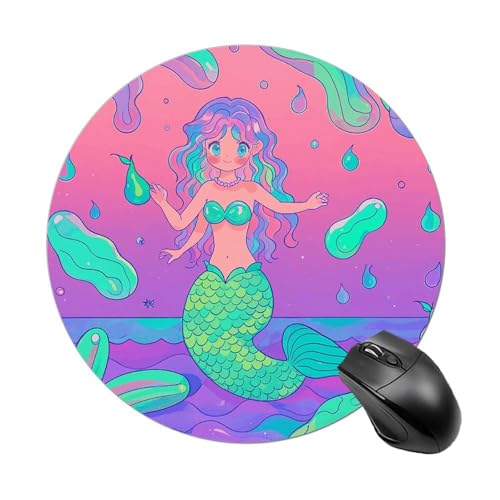 Meerjungfrauen-Mauspad, klein, mit rutschfester Gummiunterseite, bequem, Laptop, Gaming-Mauspad, rund, wasserdicht, für Büro, Zuhause, Computer, 20 x 20 cm, Pastellviolett Meerjungfrauen-Mauspad, klein, mit rutschfester Gummiunterseite, bequem, Laptop, Gaming-Mauspad, rund, wasserdicht, für Büro, Zuhause, Computer, 20 x 20 cm, Pastellviolett von Rrtsmsgh