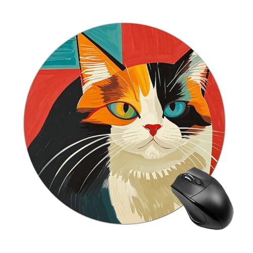 Moderne Kunst, Katzen-Mauspad, kleines Mauspad mit rutschfester Gummiunterseite, bequemes Laptop-Mauspad, rund, wasserdicht, Mauspad für Büro, Zuhause, Computer, 20 x 20 cm Moderne Kunst, Katzen-Mauspad, kleines Mauspad mit rutschfester Gummiunterseite, bequemes Laptop-Mauspad, rund, wasserdicht, Mauspad für Büro, Zuhause, Computer, 20 x 20 cm von Rrtsmsgh