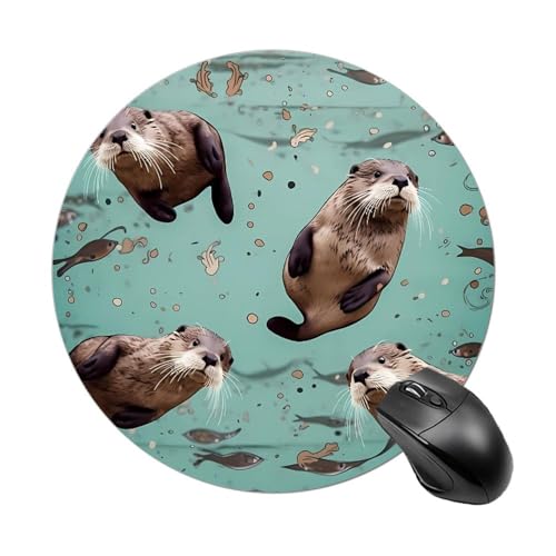 Otters Mauspad, kleines Mauspad mit rutschfester Gummiunterseite, bequemes Laptop-Mauspad, rund, wasserdicht, Mauspad für Büro, Zuhause, Computer, 20 x 20 cm Otters Mauspad, kleines Mauspad mit rutschfester Gummiunterseite, bequemes Laptop-Mauspad, rund, wasserdicht, Mauspad für Büro, Zuhause, Computer, 20 x 20 cm von Rrtsmsgh
