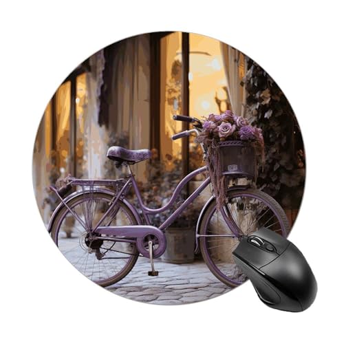 Purple Bike by The Window Mauspad, kleines Mauspad mit rutschfester Gummiunterseite, bequemes Laptop-Mauspad, rund, wasserdicht, Mauspad für Büro, Zuhause, Computer, 20 x 20 cm Purple Bike by The Window Mauspad, kleines Mauspad mit rutschfester Gummiunterseite, bequemes Laptop-Mauspad, rund, wasserdicht, Mauspad für Büro, Zuhause, Computer, 20 x 20 cm von Rrtsmsgh