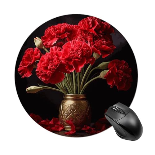 Romantisches Nelken-Mauspad, kleines Mauspad mit rutschfester Gummiunterseite, bequemes Laptop-Mauspad, rund, wasserdicht, Mauspad für Büro, Zuhause, Computer, 20 x 20 cm Romantisches Nelken-Mauspad, kleines Mauspad mit rutschfester Gummiunterseite, bequemes Laptop-Mauspad, rund, wasserdicht, Mauspad für Büro, Zuhause, Computer, 20 x 20 cm von Rrtsmsgh