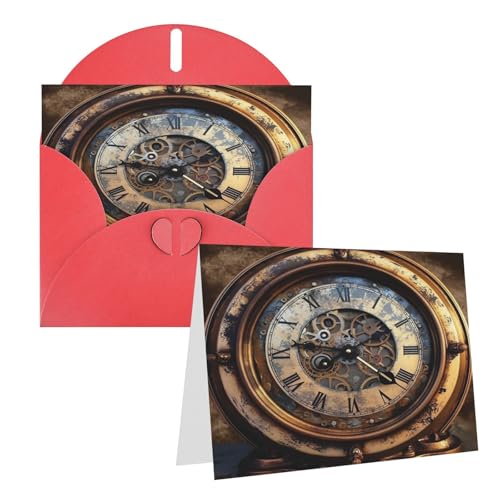 Rrtsmsgh Grußkarten, Steampunk-Uhr, blanko, Grußkarten mit Umschlägen für alle Anlässe, Freundschaftskarten, Jubiläumskarten von Rrtsmsgh