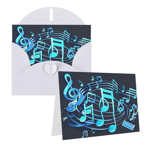 Rrtsmsgh Grußkarten, blaue Musiknoten, blanko, Grußkarten mit Umschlägen für alle Anlässe, Freundschaftskarten, Jubiläumskarten von Rrtsmsgh