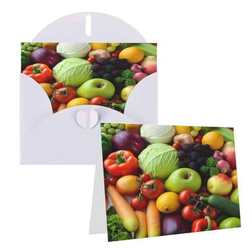 Rrtsmsgh Grußkarten, frisches Obst und Gemüse, blanko, mit Umschlägen, für alle Gelegenheiten, Freundschaftskarten, Jubiläumskarten von Rrtsmsgh