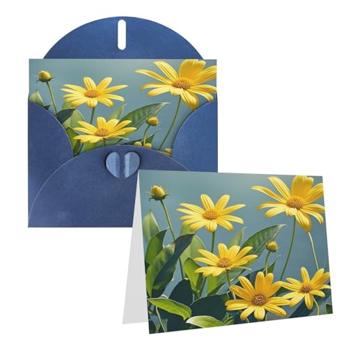 Rrtsmsgh Grußkarten, gelbe Blumen und Blätter, blanko, mit Umschlägen für alle Anlässe, Freundschaftskarten, Jubiläumskarten von Rrtsmsgh
