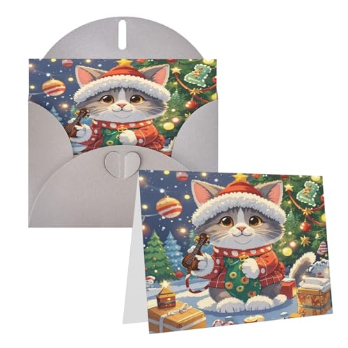Rrtsmsgh Grußkarten, niedliche Katze, singende Weihnachtslieder, blanko, Grußkarten mit Umschlägen für alle Anlässe, Freundschaftskarten, Jubiläumskarten von Rrtsmsgh