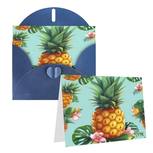 Rrtsmsgh Grußkarten, tropische Ananas, blanko, Grußkarten mit Umschlägen für alle Anlässe, Freundschaftskarten, Jubiläumskarten von Rrtsmsgh