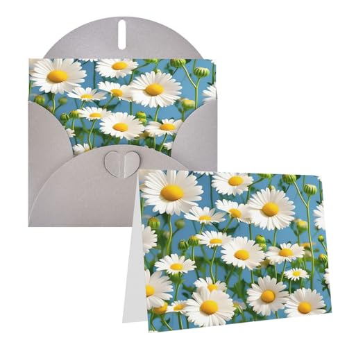 Rrtsmsgh Grußkarten, weiße kleine Blumen, blanko, mit Umschlägen, für alle Anlässe, Freundschaftskarten, Jubiläumskarten von Rrtsmsgh