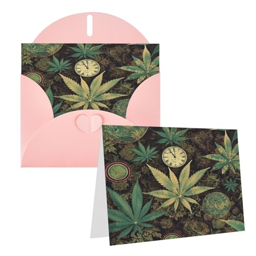 Rrtsmsgh Grußkarten A Puff In Time Weed Marihuana Blanko-Grußkarten mit Umschlägen für alle Gelegenheiten, Freundschaftskarten zum Jahrestag von Rrtsmsgh
