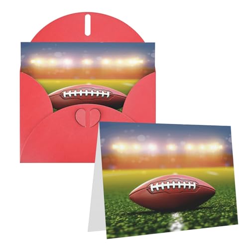 Rrtsmsgh Grußkarten American Football Ball Blanko Grußkarten mit Umschlägen für alle Gelegenheiten, Freundschaftskarten zum Jahrestag von Rrtsmsgh