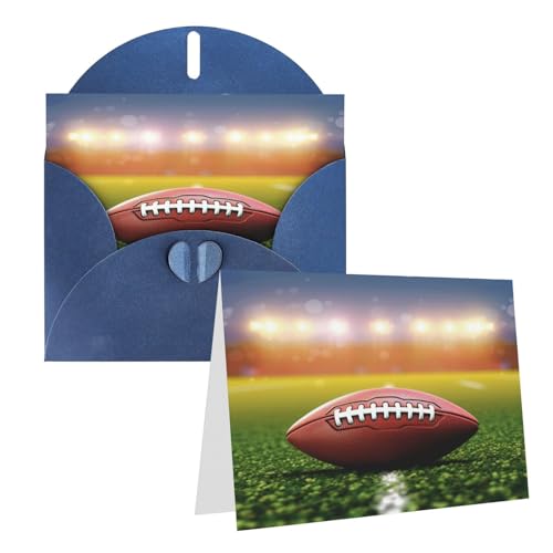 Rrtsmsgh Grußkarten American Football Ball Blanko Grußkarten mit Umschlägen für alle Gelegenheiten, Freundschaftskarten zum Jahrestag von Rrtsmsgh