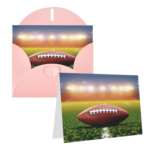 Rrtsmsgh Grußkarten American Football Ball Blanko Grußkarten mit Umschlägen für alle Gelegenheiten, Freundschaftskarten zum Jahrestag von Rrtsmsgh