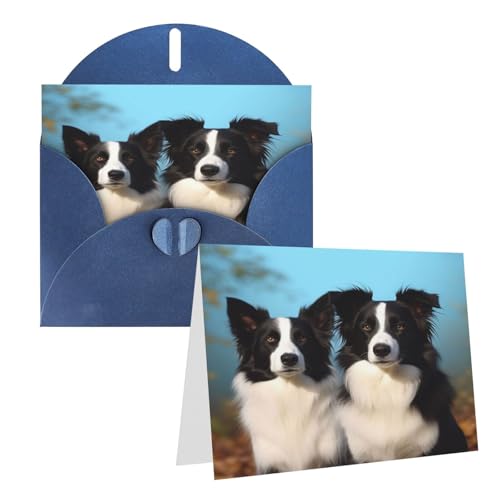 Rrtsmsgh Grußkarten Border Collie Blanko-Grußkarten mit Umschlägen für alle Gelegenheiten, Freundschaftskarten, Jubiläumskarten von Rrtsmsgh
