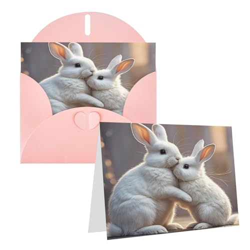 Rrtsmsgh Grußkarten Bunny Hug Blanko-Grußkarten mit Umschlägen für alle Anlässe, Freundschaftskarten, Jubiläumskarten von Rrtsmsgh