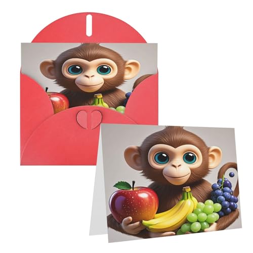 Rrtsmsgh Grußkarten Cartoon Affe hält Obst Blanko Grußkarten mit Umschlägen für alle Gelegenheitskarten, Freundschafts-Jubiläumskarten Rrtsmsgh Grußkarten Cartoon Affe hält Obst Blanko Grußkarten mit Umschlägen für alle Gelegenheitskarten, Freundschafts-Jubiläumskarten von Rrtsmsgh