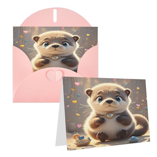 Rrtsmsgh Grußkarten Cartoon Cute Otter Blanko Grußkarten mit Umschlägen für alle Gelegenheitskarten, Freundschafts-Jubiläumskarten Rrtsmsgh Grußkarten Cartoon Cute Otter Blanko Grußkarten mit Umschlägen für alle Gelegenheitskarten, Freundschafts-Jubiläumskarten von Rrtsmsgh