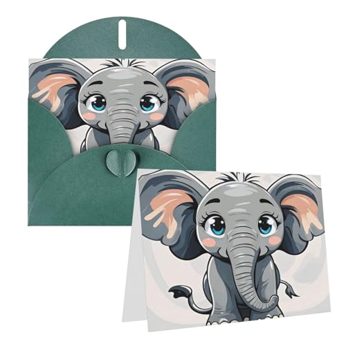 Rrtsmsgh Grußkarten Cartoon Elefant Blanko Grußkarten mit Umschlägen für alle Gelegenheitskarten, Freundschafts-Jubiläumskarten von Rrtsmsgh