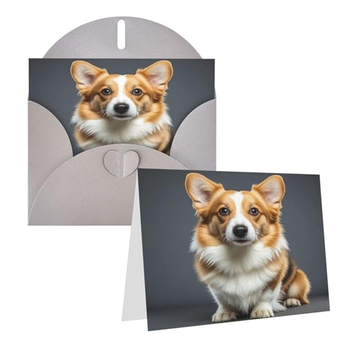 Rrtsmsgh Grußkarten Corgi Hund auf dunklem Hintergrund, Blanko-Grußkarten mit Umschlägen für alle Gelegenheiten, Freundschaftskarten, Jubiläumskarten von Rrtsmsgh