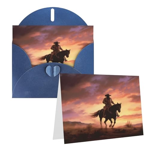 Rrtsmsgh Grußkarten Cowboy West Blanko-Grußkarten mit Umschlägen für alle Anlässe, Freundschaftskarten, Jubiläumskarten von Rrtsmsgh