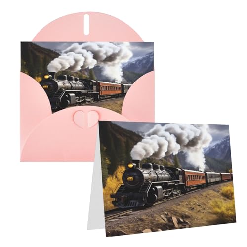 Rrtsmsgh Grußkarten Dampflokomotive Zug Blanko Grußkarten mit Umschlägen für alle Anlässe Karten Freundschaft Jubiläumskarten von Rrtsmsgh