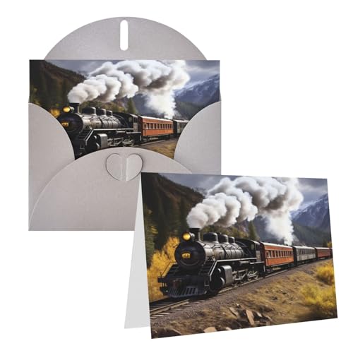 Rrtsmsgh Grußkarten Dampflokomotive Zug Blanko Grußkarten mit Umschlägen für alle Anlässe Karten Freundschaft Jubiläumskarten von Rrtsmsgh