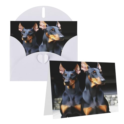 Rrtsmsgh Grußkarten Dobermann Blanko Grußkarten mit Umschlägen für alle Gelegenheiten, Freundschaftskarten, Jubiläumskarten von Rrtsmsgh