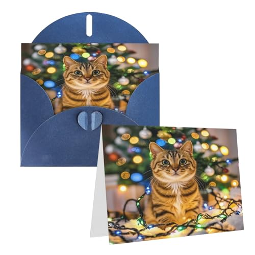 Rrtsmsgh Grußkarten Eine Katze und Weihnachtsbeleuchtung, Blanko-Grußkarten mit Umschlägen für alle Anlässe, Freundschaftskarten, Jubiläumskarten Rrtsmsgh Grußkarten Eine Katze und Weihnachtsbeleuchtung, Blanko-Grußkarten mit Umschlägen für alle Anlässe, Freundschaftskarten, Jubiläumskarten von Rrtsmsgh