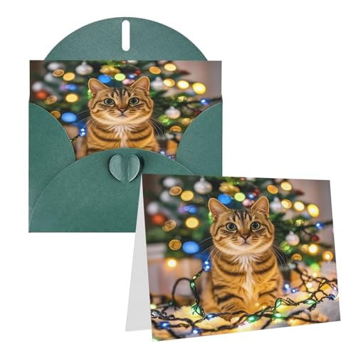 Rrtsmsgh Grußkarten Eine Katze und Weihnachtsbeleuchtung, Blanko-Grußkarten mit Umschlägen für alle Anlässe, Freundschaftskarten, Jubiläumskarten Rrtsmsgh Grußkarten Eine Katze und Weihnachtsbeleuchtung, Blanko-Grußkarten mit Umschlägen für alle Anlässe, Freundschaftskarten, Jubiläumskarten von Rrtsmsgh